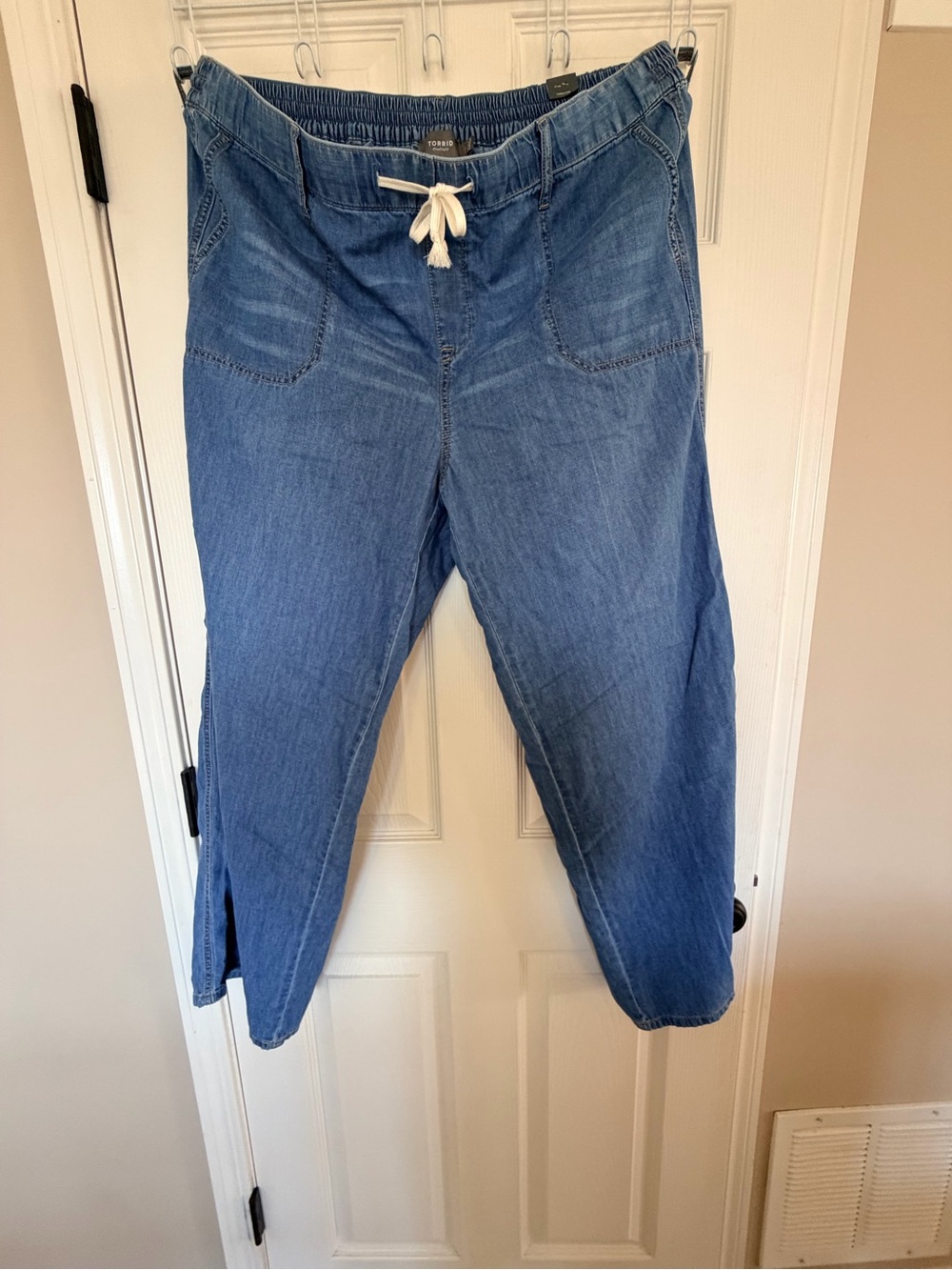 torrid Medium Blue Straight-Leg Pull-On Jeans with Drawstring